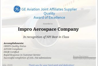 GE航空子公司颁发的供应商质量卓越奖